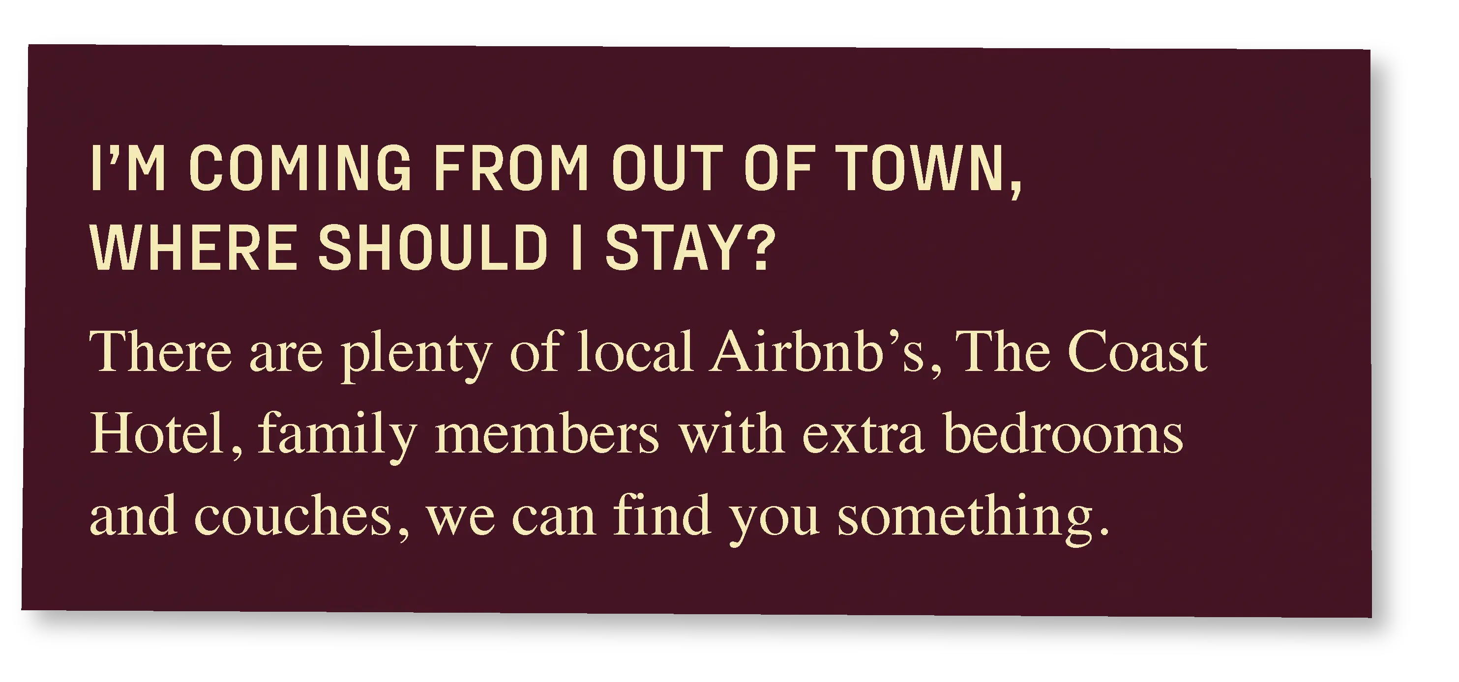FAQ card 9 — where to stay, linking to Booking.com's Tsawwassen listings